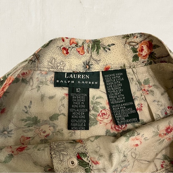 Vtg Lauren Ralph Lauren Floral Snap Button Front MIDI Skirt - Picture 6 of 8